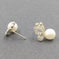 Faux Pearl Butterfly Wing Stud Earrings Gold Tone with Rhinestones Vtg Jewelry
