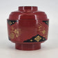 Japanese Lacquerware Red Rice Bowl with Lid Chrysanthemum Floral Gold Trim 4"x4"
