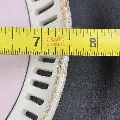 Asian Hand-Painted Porcelain Bowl Lace Cut Floral Trinket Dish Gold Trim 7.5"