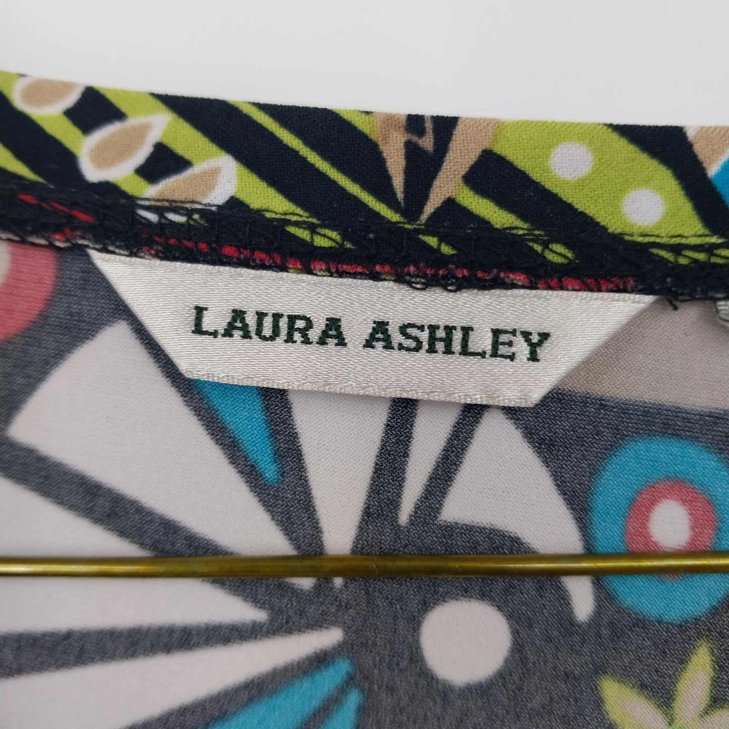 Laura Ashley Women's Blouse Multicolor Abstract Floral Print V Neck Top M