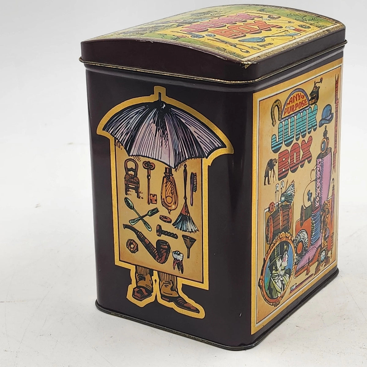 Junk Box Kit Collectible Tin Junk Box Hinged Lid Any Purpose 6.25
