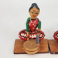 Channapatna Handmade Wooden Dolls Set of 2 Sitting Ladies Karnataka India Toys