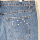 Christopher Banks Distressed Denim Jeans Size 14 Blue Stretch Embellished Women