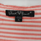 Velvet Heart Women's Peach White Striped Button Down Blouse Roll Tab Sleeve XL