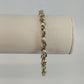 Gold Tone Link Bracelet Faux Pearl Twist Bar Accent Chain 9" Clasp Jewelry Vtg