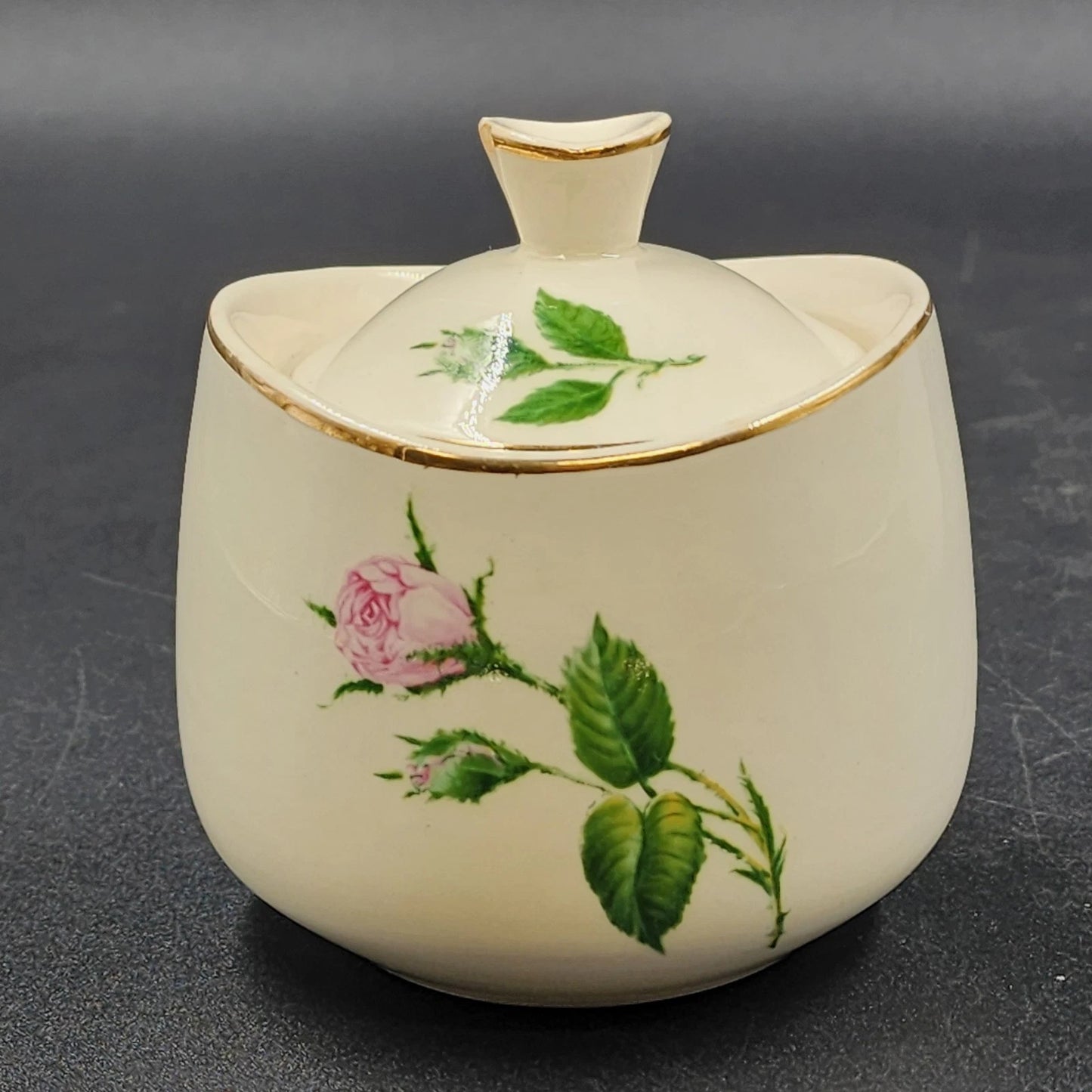 Porcelain China Creamer Sugar Bowl Set Pink Rose White China Floral Vintage USA