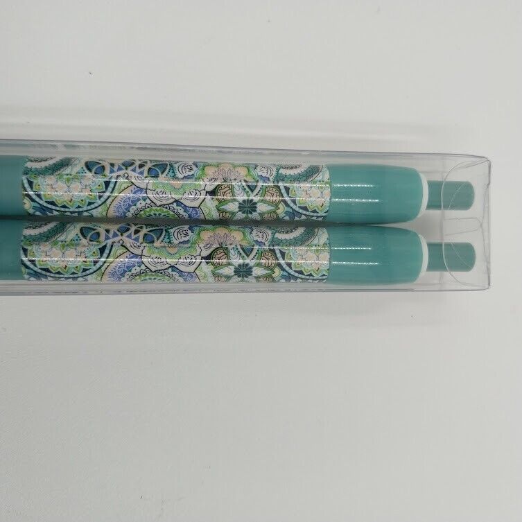 Vera Bradley Click Pen Two Pack 2 Black Ink Lisbon Sketched Medallion Blue