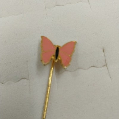 Monet Silver Tone Wire Small Butterfly & Gold Pink Butterfly Stick Pin Brooch