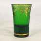 DFP Italian Emerald Green Shot Glasses Set 3 Gold Trim 2.75" Mid Century Barware