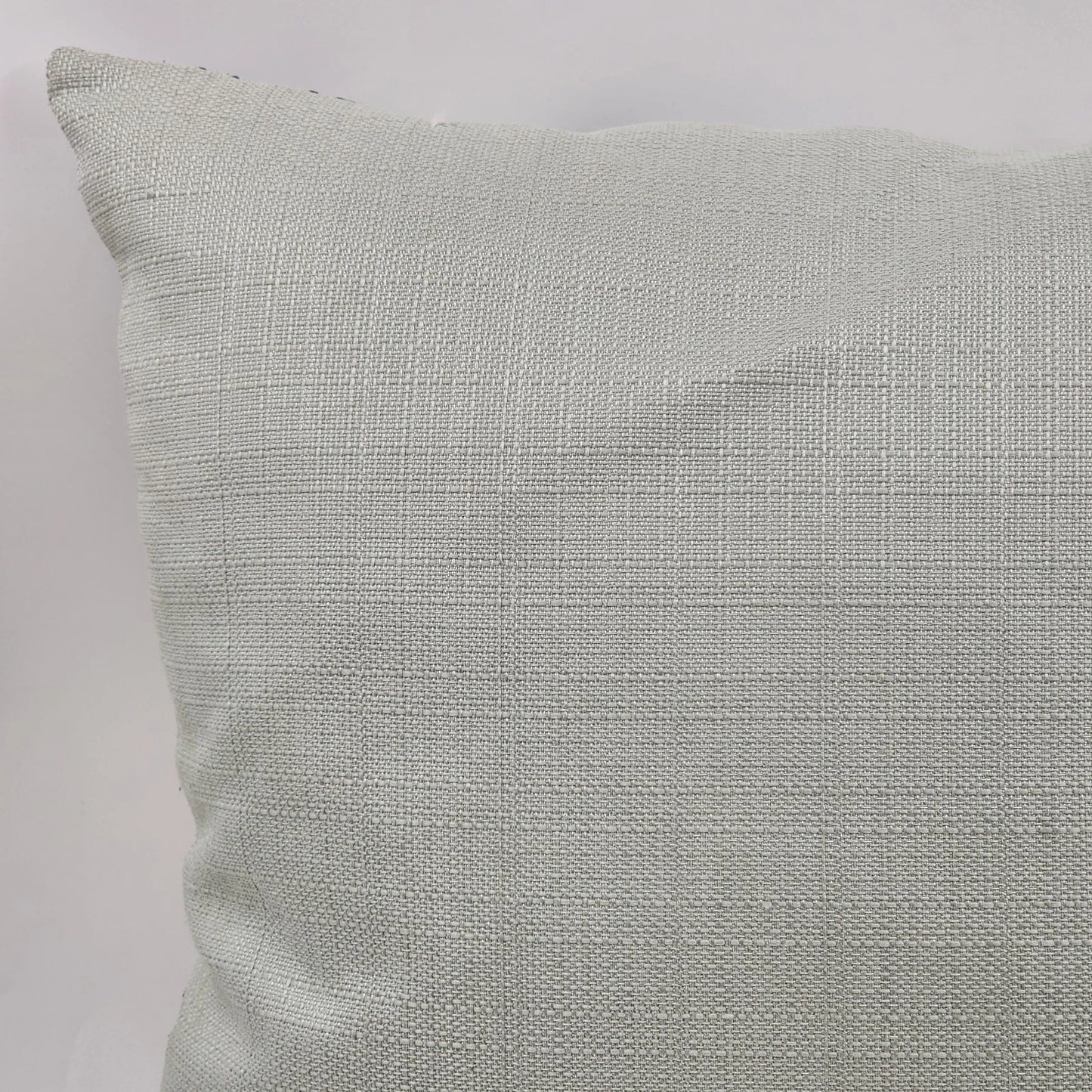 Decorative Down Throw Pillow 20"x20" Blues Embroidered Floral Leaf Cotton Canvas