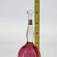 Sickles Cranberry Glass Bell Etched Winter Pine Trees Hills Clear Handle 6" Vtg