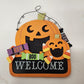 Halloween Pumpkin Welcome Sign Wall Decor Glitter Candy Indoor Outdoor 10.5"x10"
