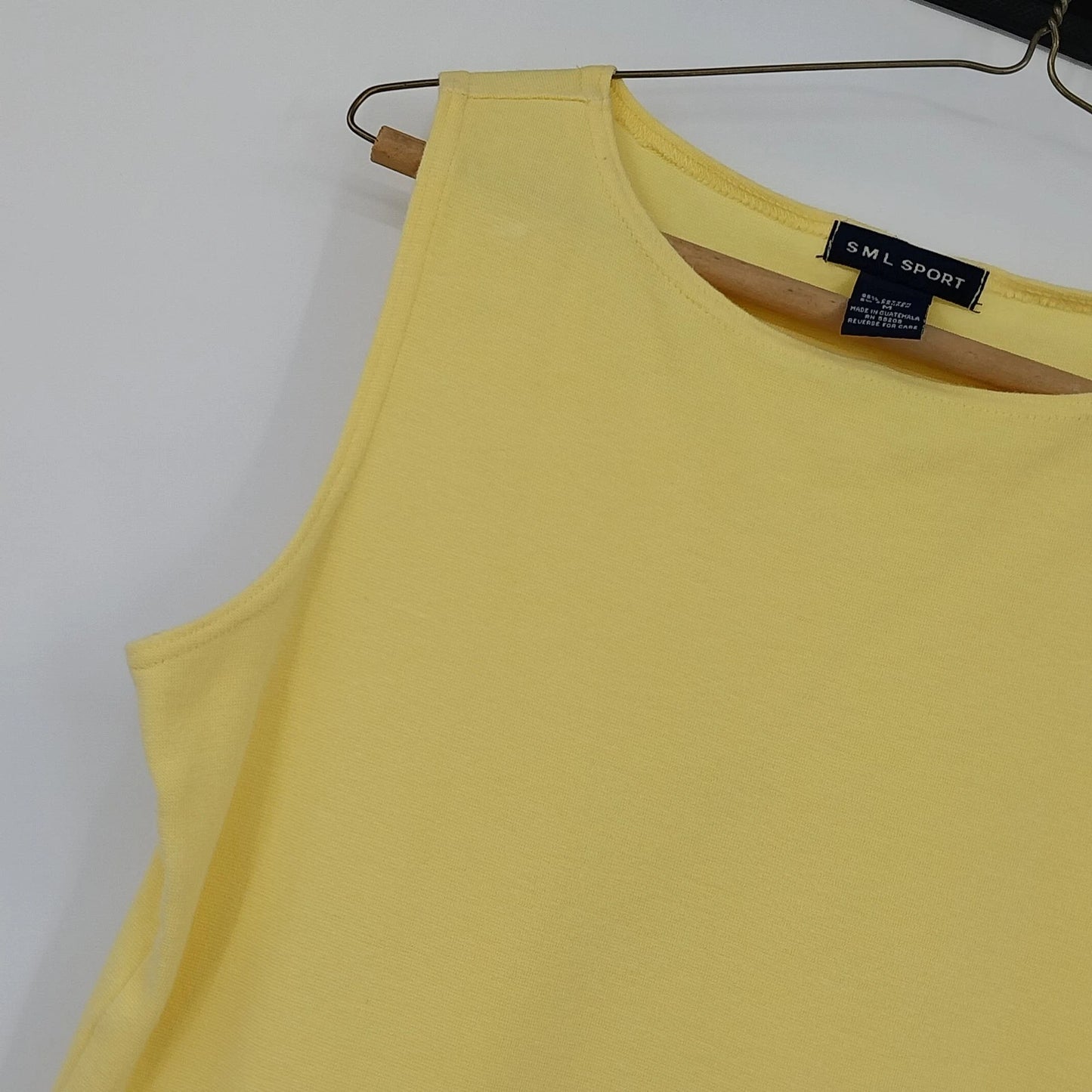 SML Sport Sleeveless Tank Top Women's Medium Solid Yellow Cotton Blend Crew Neck