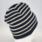 Black White Striped Knit Beanie Hat One Size Unisex Handcrafted Style Winter Cap