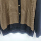 Cape Cod Sportswear Houndstooth Polo Sweater Navy Brown Gold Buttons Collared
