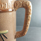 1930's Schnitzelbank German Beer Pitcher 8.5" Brown Crackle Glaze Vtg Spout Chip