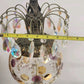 Borske Sklo Waterfall Crystal Marble Globe Brass Table Lamp 36" 3-Way Loevsky