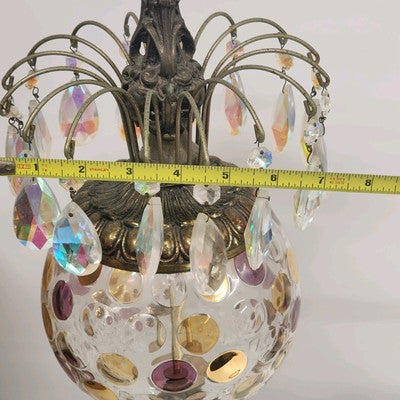 Borske Sklo Waterfall Crystal Marble Globe Brass Table Lamp 36" 3-Way Loevsky