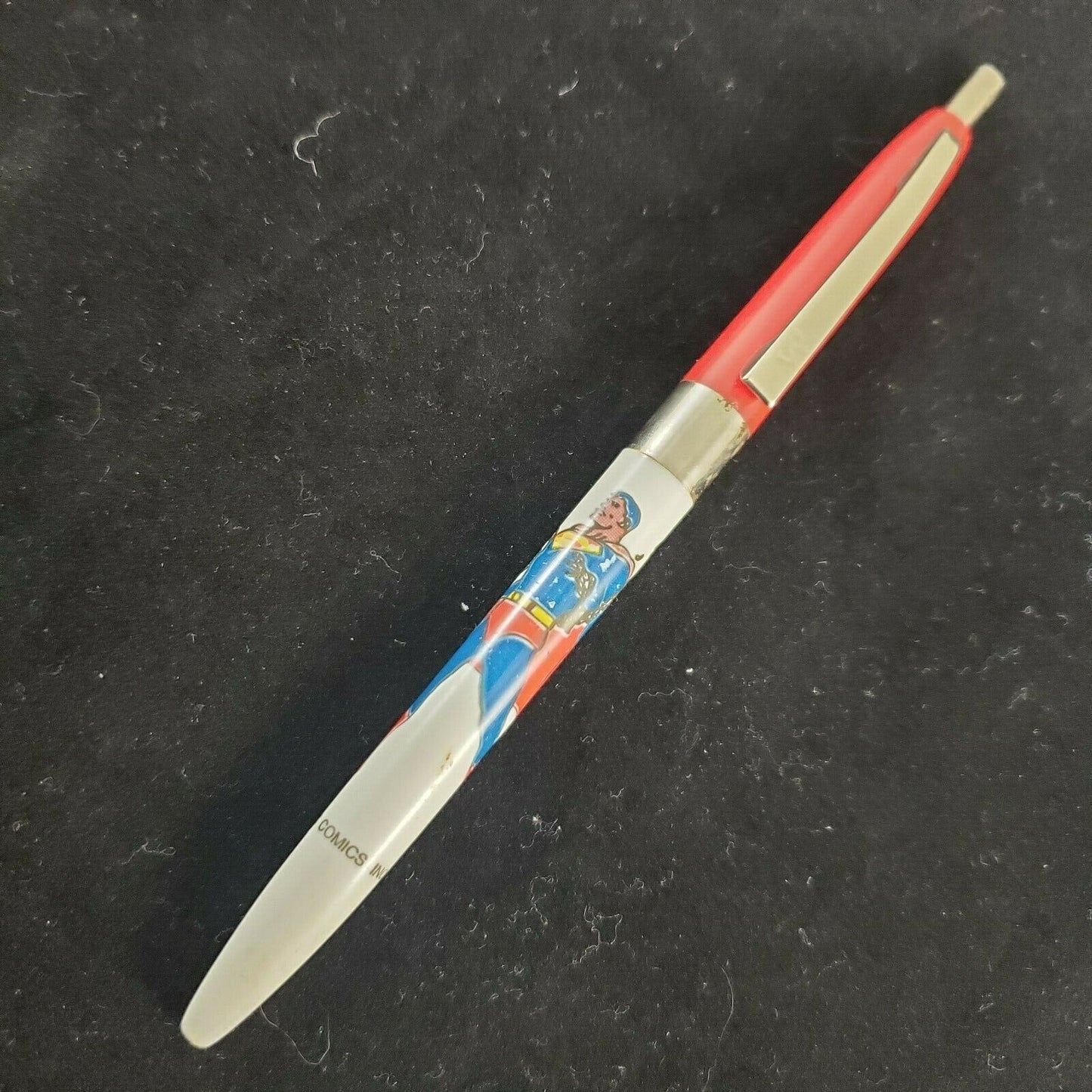 DC Comics Superman Click Pen 1978 Red White Blue (Does NOT WRITE) Needs ink 5"