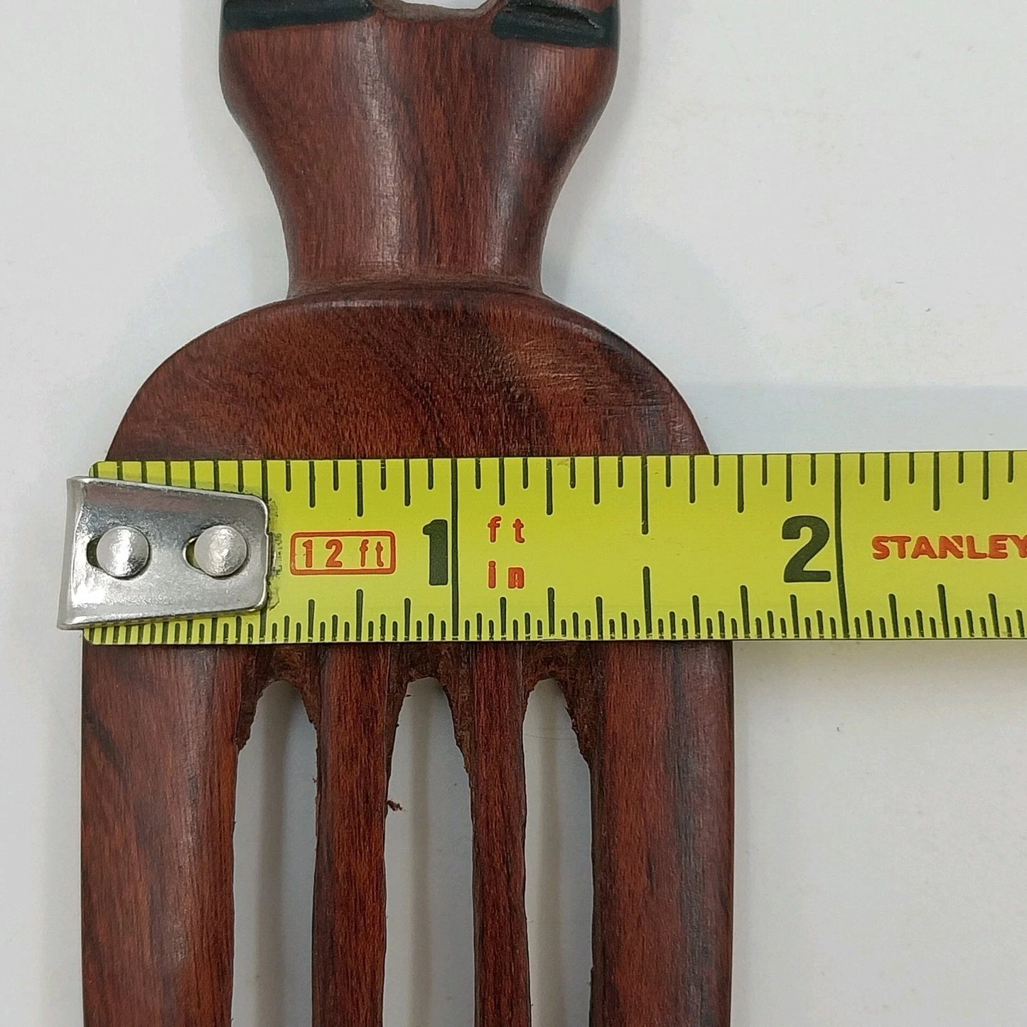 South African Hand Carved Wood Giraffe Salad Serving Fork Spoon Set Brown 13"