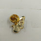 Gold Tone Angel Brooch & Lapel Pin Set Faux Pearl & Rhinestone Holiday Jewelry