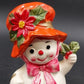 Snow Woman Ceramic with Hat Napcoware X-8828 Holly Christmas Japan Figurine 1960