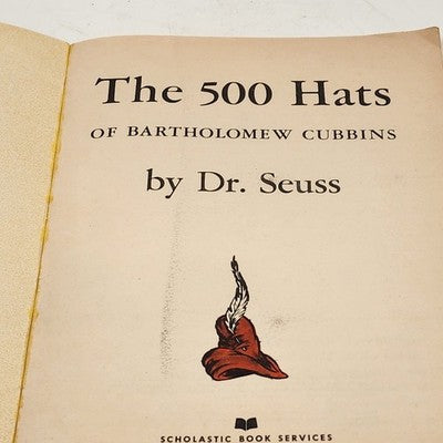 The 500 Hats of Bartholomew Cubbins By Dr Seuss Scholastic Book Vintage 1966 USA