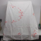 Handmade White Tablecloth Pink Applique Floral Embroidered Hemmed 96x66 Vintage
