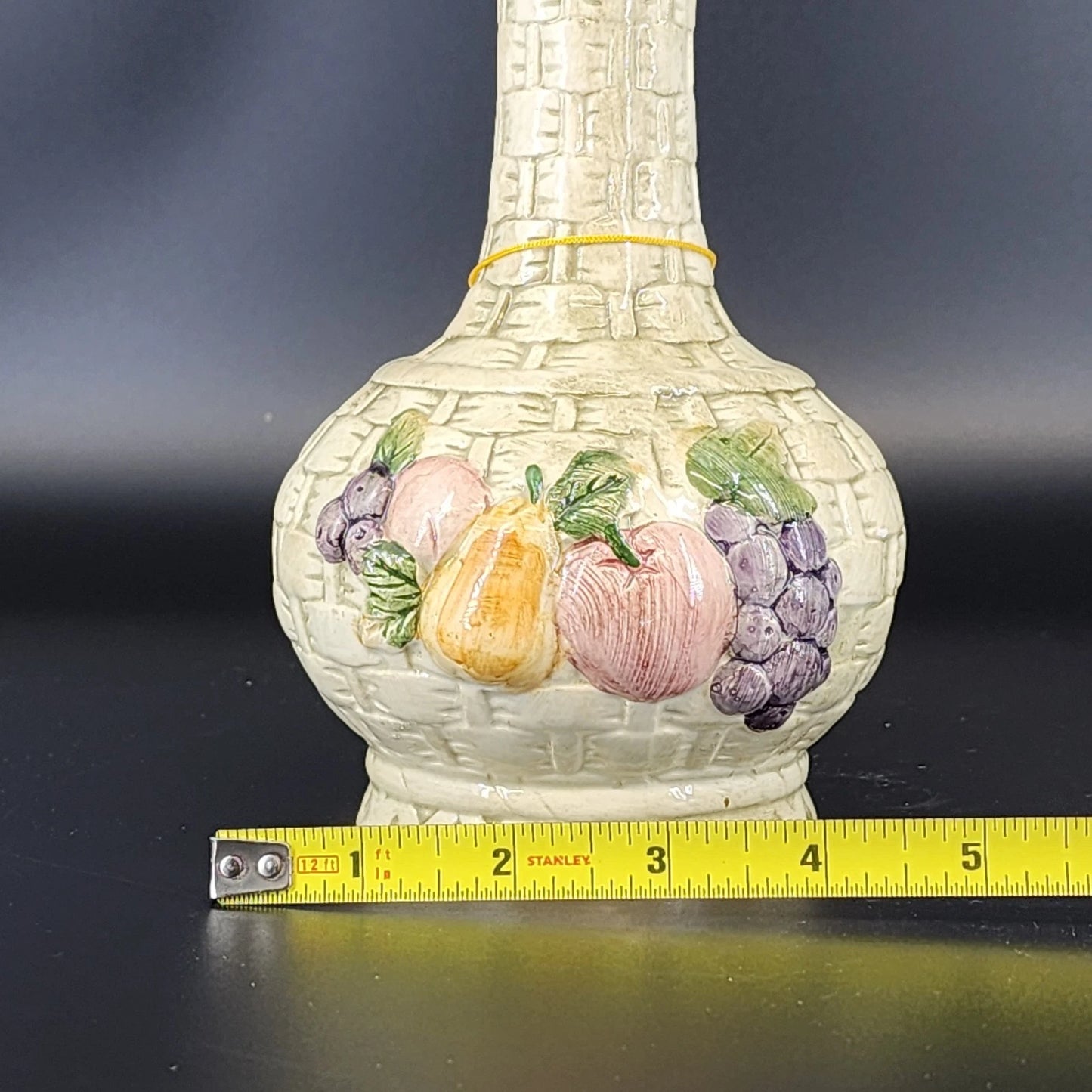The Leonardo Collection Vase Fruit Basketweave Relief 9.25" Ceramic Fine Arts