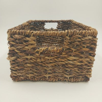 Water Hyacinth Woven Storage Basket Medium 12" w/ Metal Frame Organizer