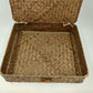 2 Seagrass Wicker Storage Baskets w/ Lids Flat Organizer Home Decor 13x11x3