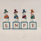 Avon Snowman Spelling Blocks 2003 Christmas Set of 8 JOY NOEL HOLY HOPE Ceramic