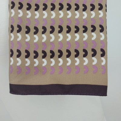 Symphony Scarfs 20" Square Scarf Brown Curved Pattern Polyester Vintage Italy