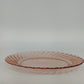 Fortecrisa Pink Swirl Ribbed Glass Dinner Plate 10” MCM Tableware Mexico Vintage