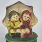 Boy Girl Umbrella Figurine Music Box Rotates Hummel-Style LARA'S THEME Vintage