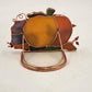 Stained Glass Pumpkin Tealight Holder Fall Apple Acorns 3D Decor Translucent Vtg