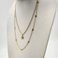 Gold Tone Figaro Chain with Charm Stars Two Strand Subtle Refined Necklace 12"