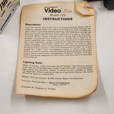 Woodbury Video Lite Model 120 Studio Light Barn Door Shutter 150W FMG Lamp mount