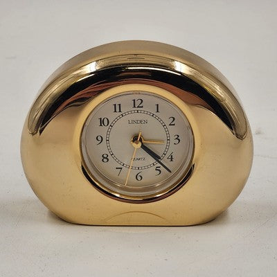 Linden Quartz Oval Gold Alarm Clock 2.5" Vintage Japan Desk Table Works