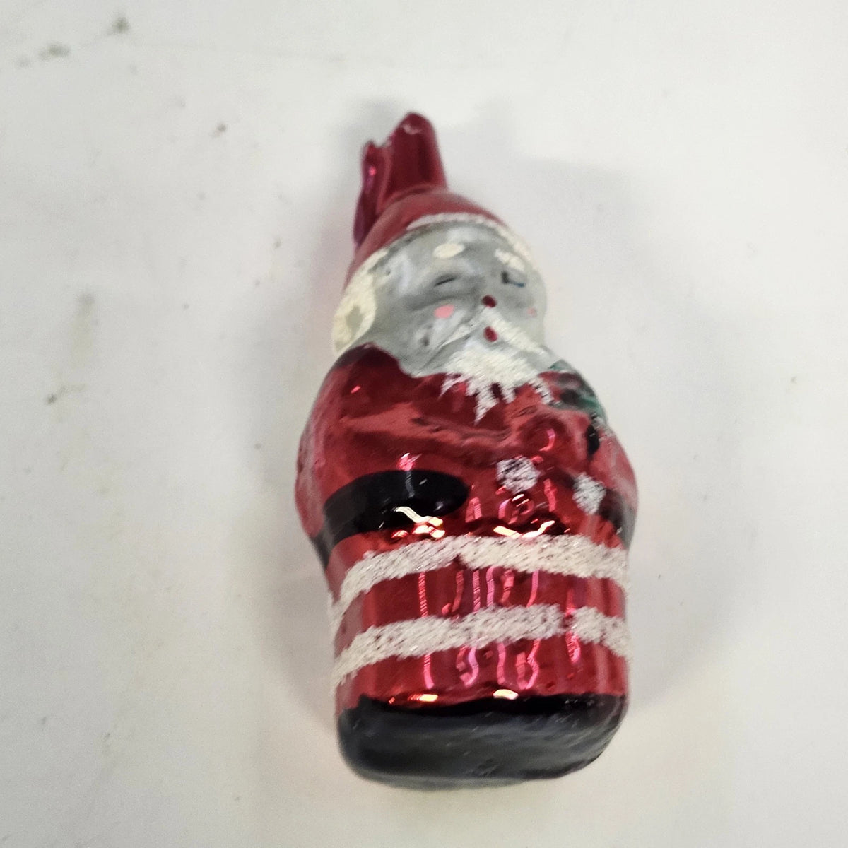 Mercury Glass Santa Christmas Ornaments Lot 7 Figural Mica Glitter Vtg No Caps