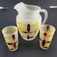 MCM Frosted Pitcher Set Geometric Southwest Mid-Century Yellow Brown Brushstroke