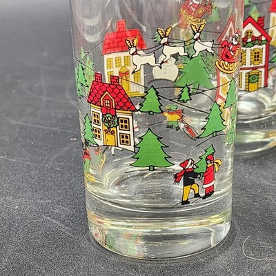 Set Of 4 Hi-Ball Glasses 11oz 5.5" by The Joy Of Christmas Carlton Glass USA NOS