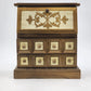 Musical Jewelry Box Wood Wind Up Hinge Top Desk 2 Shelves & 2 Drawers Gold Works