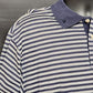 Adidas Polo Shirt Men's Size Large Blue and White Striped 60's 2ply Mercerized