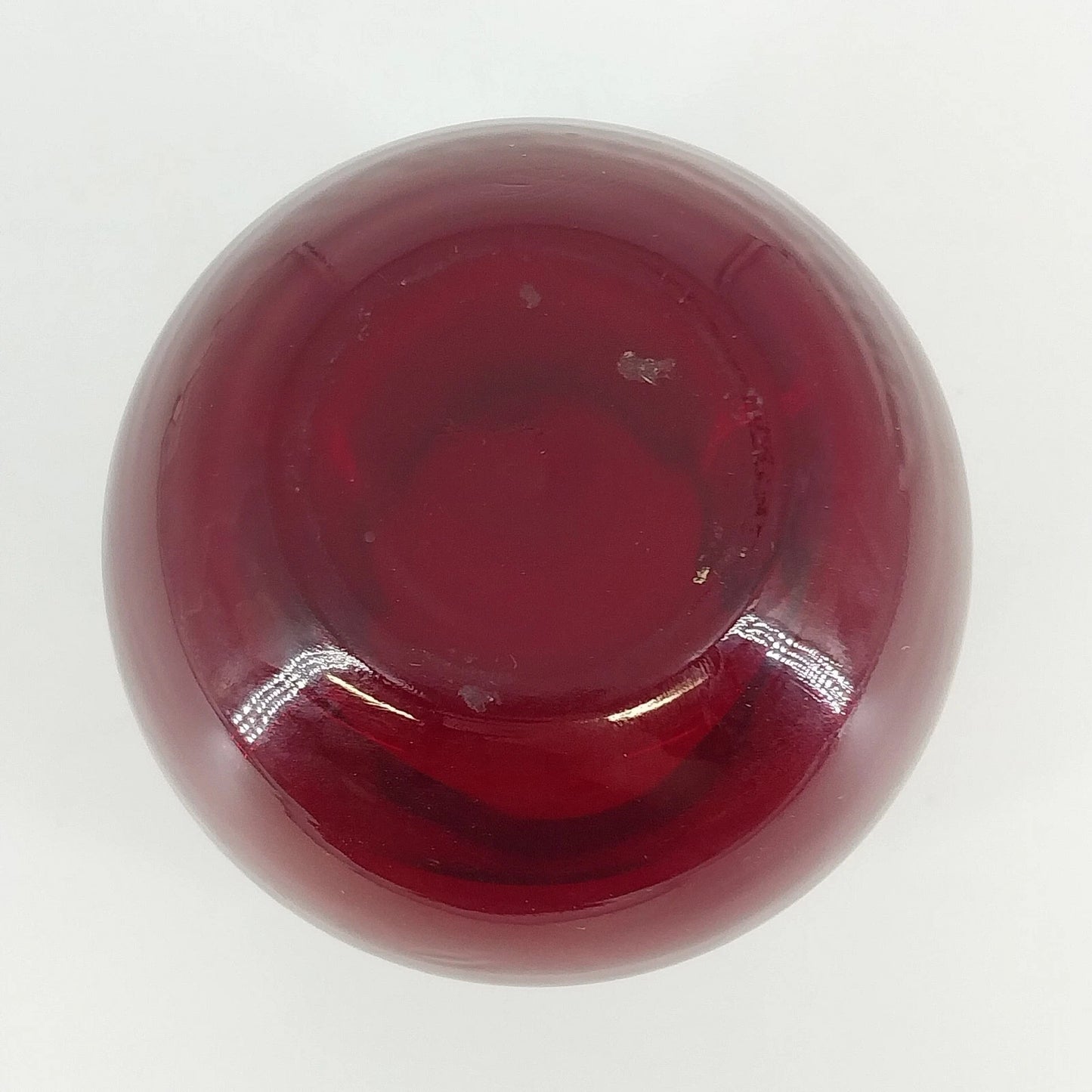 Anchor Hocking Royal Ruby Red Ivy Ball Vase 4" Round Solid Glass Decor Vtg USA