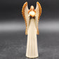 Glazed Ceramic Angel Figurine Holding Book 13" Neutral Cream Brown Home Decor