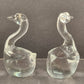 Pair of 4" Clear Glass Swan Figurines Molded Paperweights Vintage