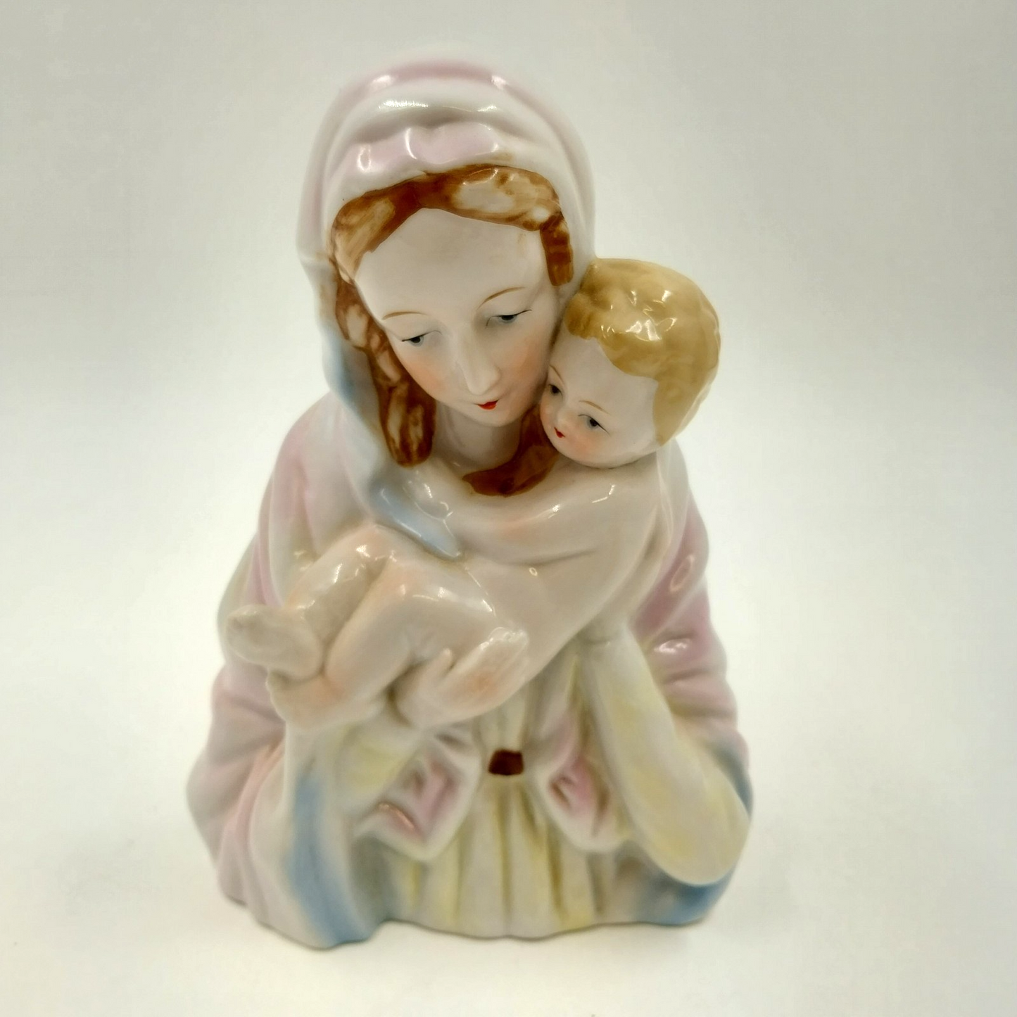 Bondware L&M Madonna & Child Mary Baby Jesus Bust Porcelain Figurine 1950's