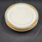 6 Nebraska Blue Dessert Pie Plates 7" England Blue Rim Flower Accent J&G Meakin
