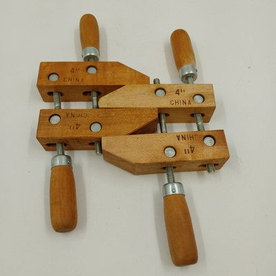 Set 2 Of 4" Maple Wood Hand Screw Clamps 2" Cap 2" Throat 1" Thick China 9"Long